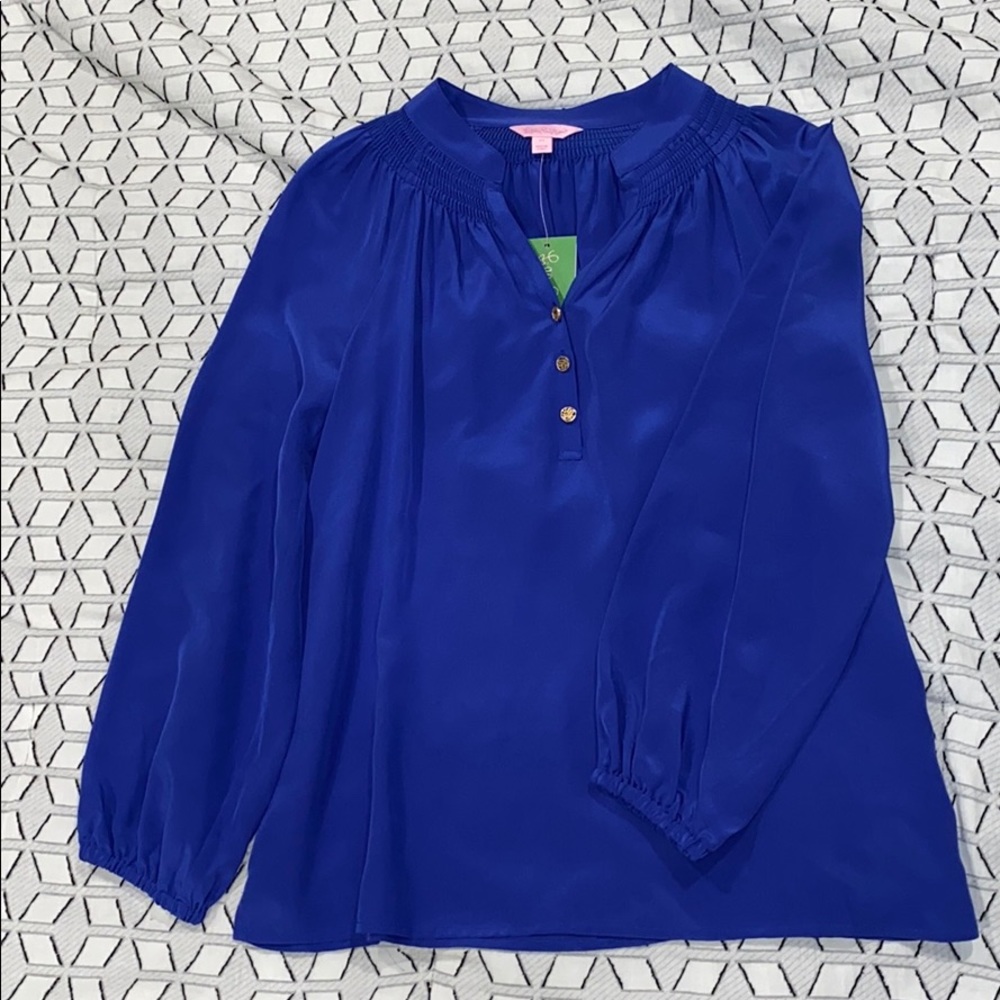 Lilly Pulitzer Elsa Bomber Blue Top